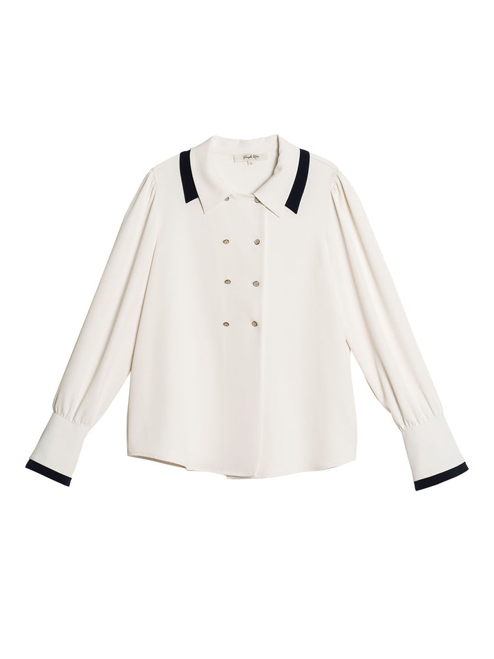 Verina | Vintage Kontrast Bluse