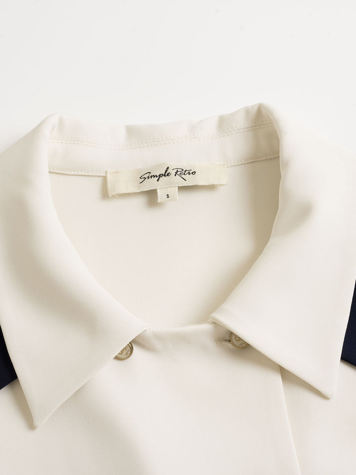 Verina | Vintage Kontrast Bluse