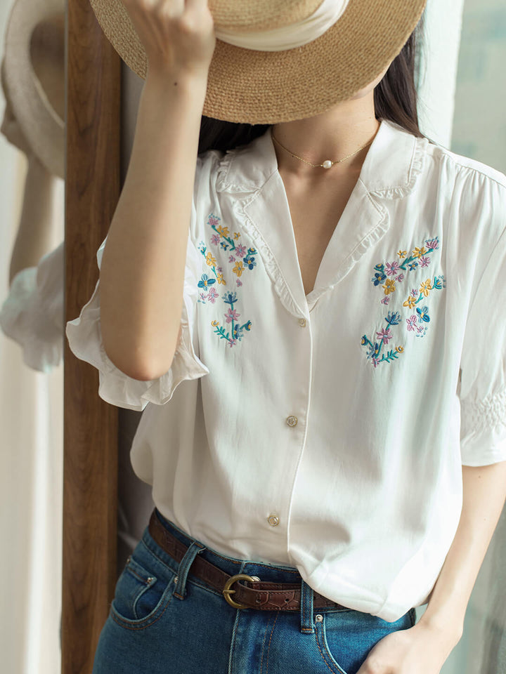 Telse | Bestickte Viskose-Bluse