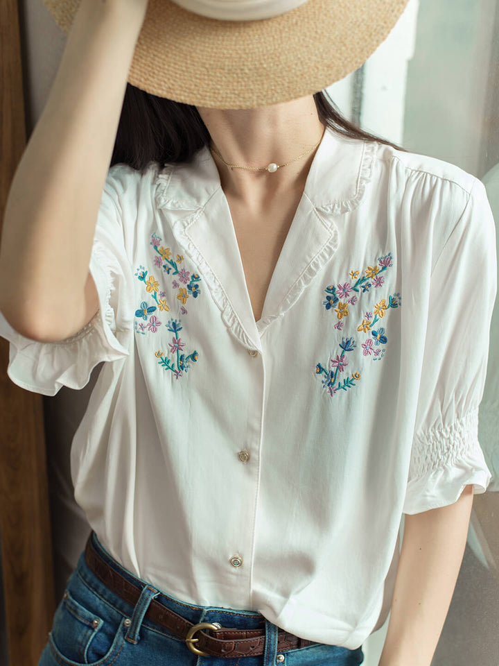 Telse | Bestickte Viskose-Bluse