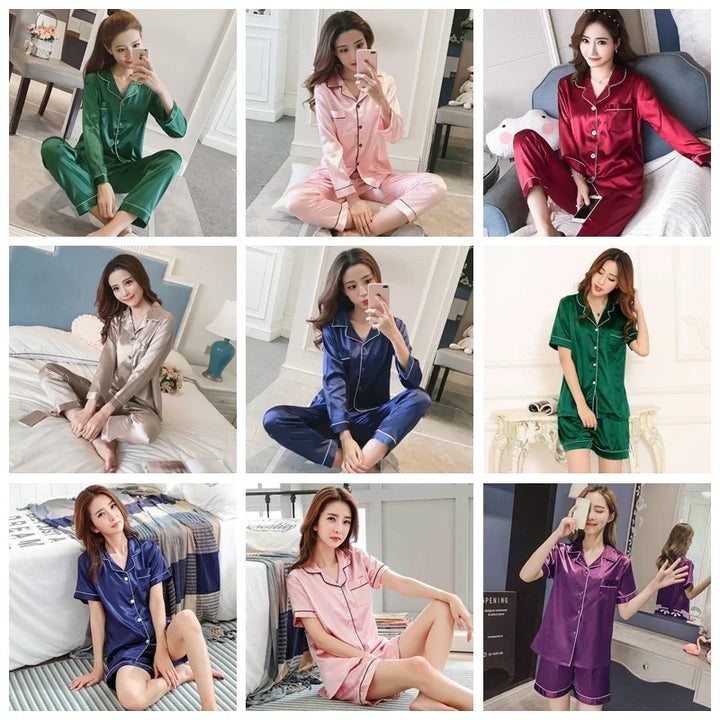 Hilaria | Seidensatin Damenpyjamas