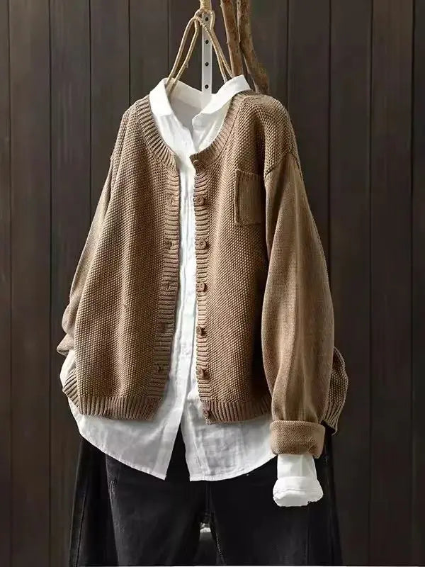 Allia | Einfarbiger Cardigan-Pullover