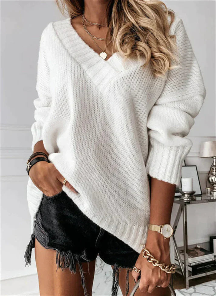 Olyandra | V-Ausschnitt Strickpullover Damen