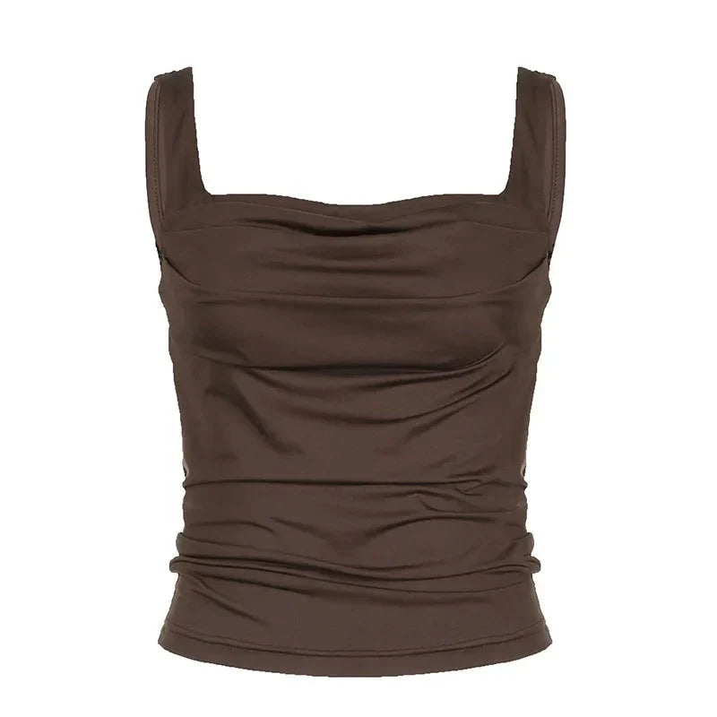 Falindra | Gerippte Braune Damen-Top