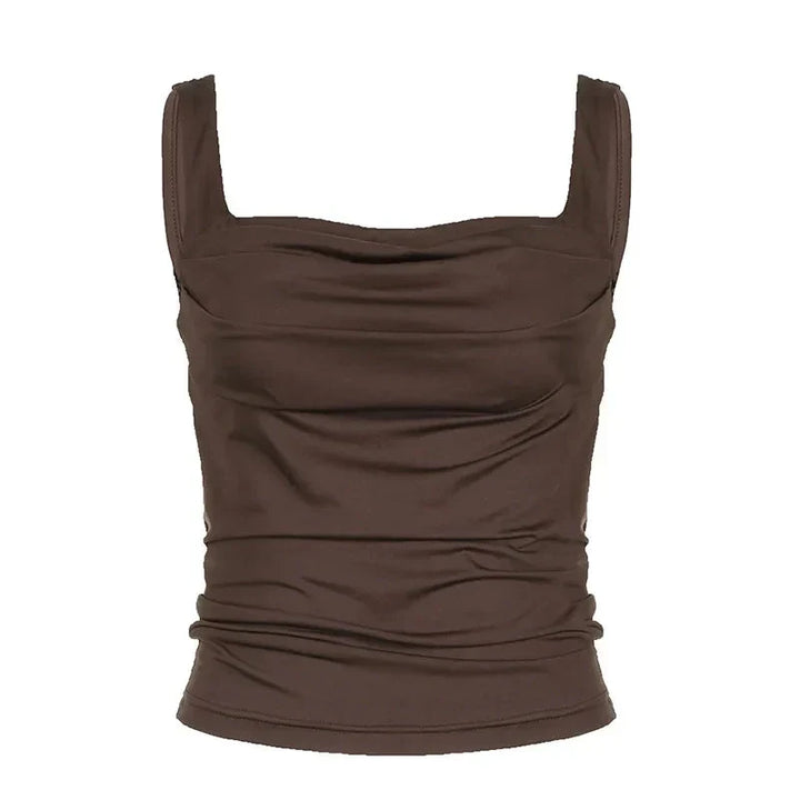 Falindra | Gerippte Braune Damen-Top