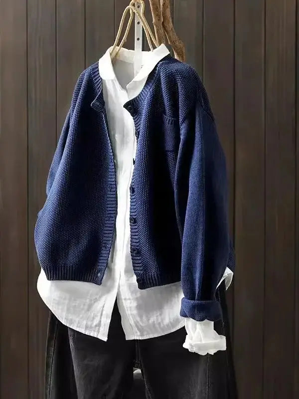 Allia | Einfarbiger Cardigan-Pullover