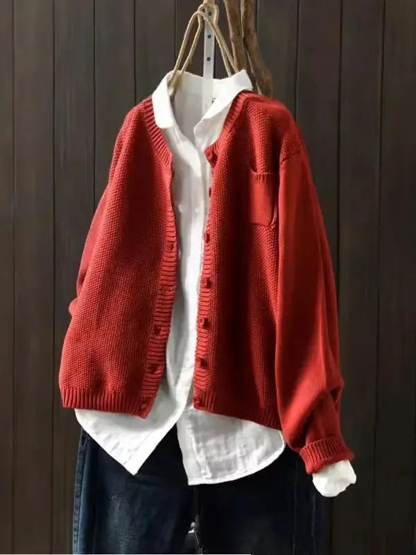 Allia | Einfarbiger Cardigan-Pullover