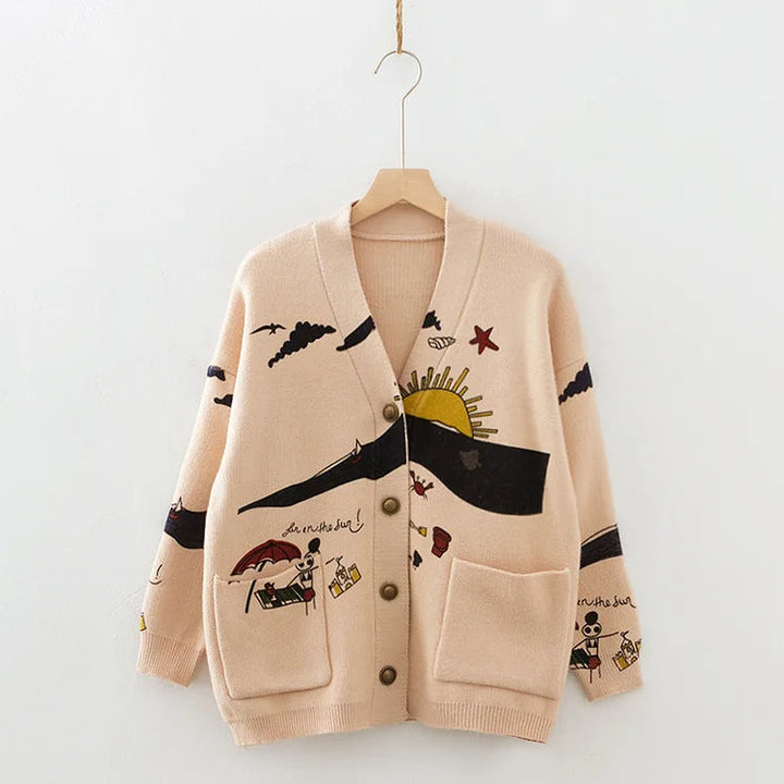 Jerica | Strickjacke mit verspieltem Aufdruck