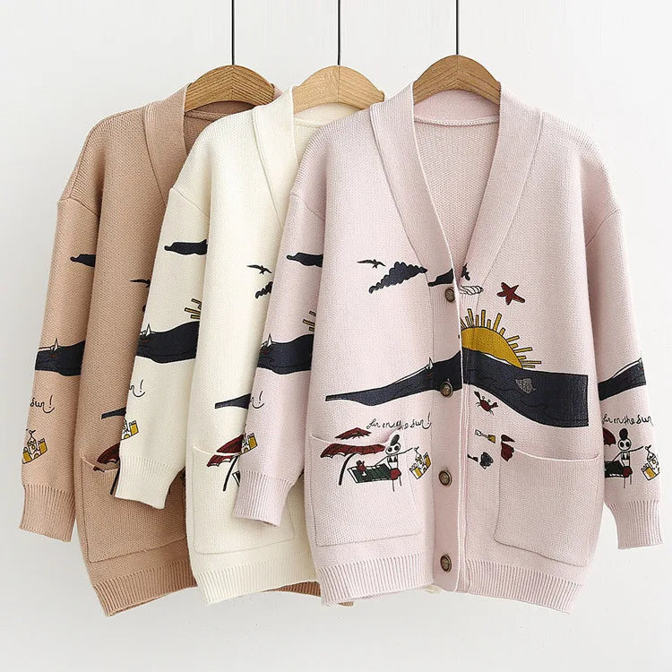 Jerica | Strickjacke mit verspieltem Aufdruck