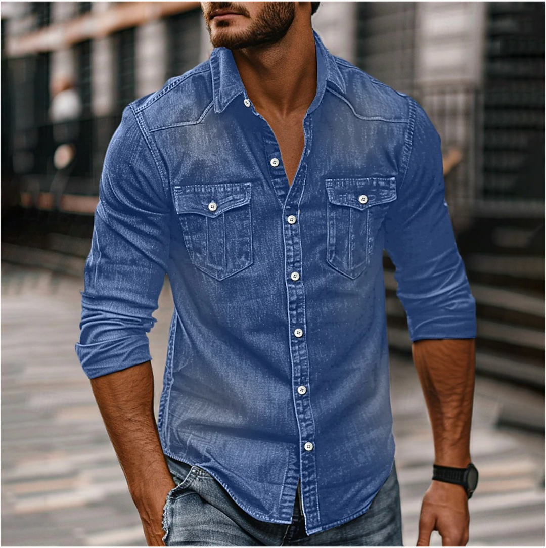 Marvin | Herren Jeanshemd mit Knöpfen