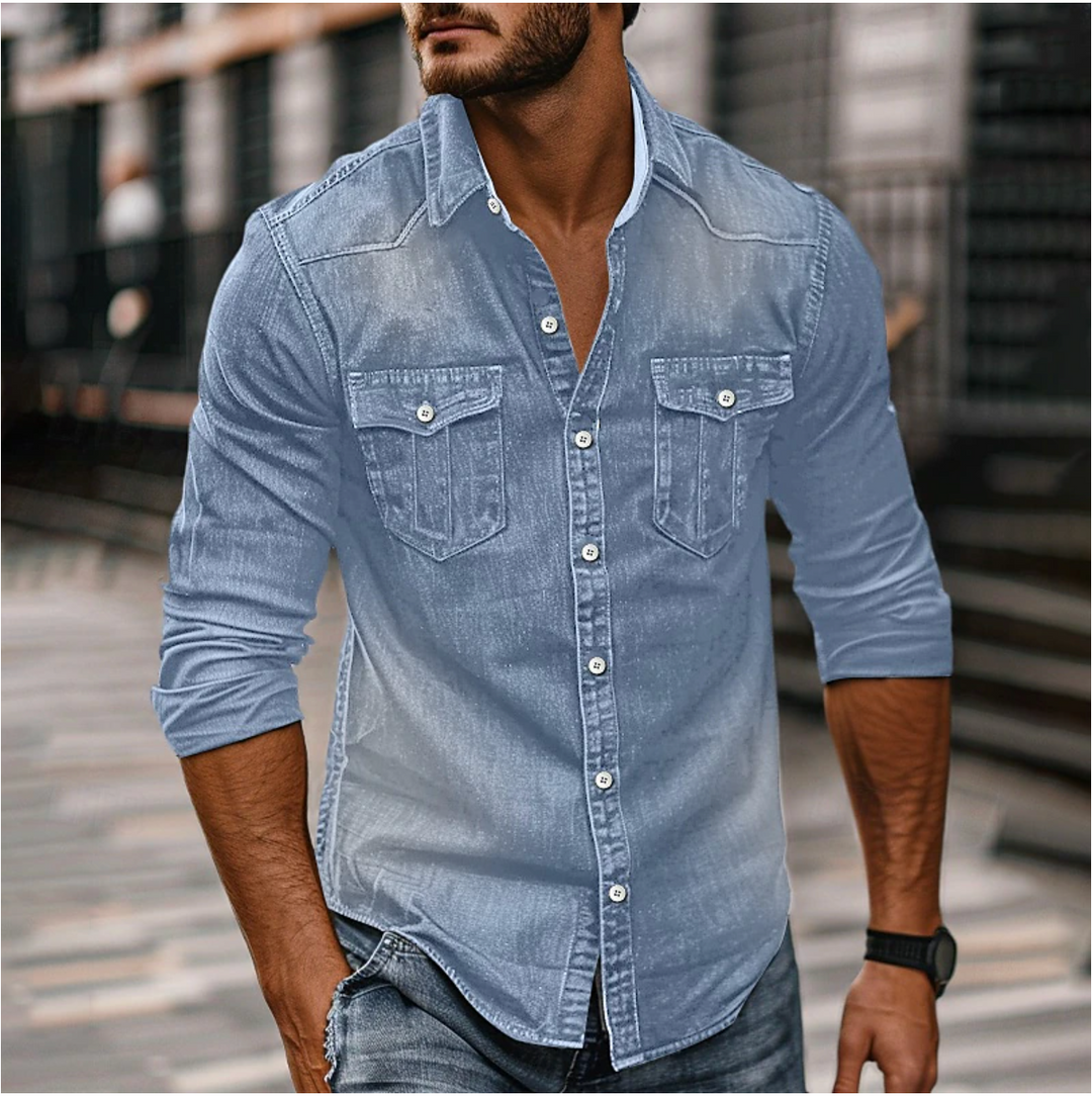 Marvin | Herren Jeanshemd mit Knöpfen