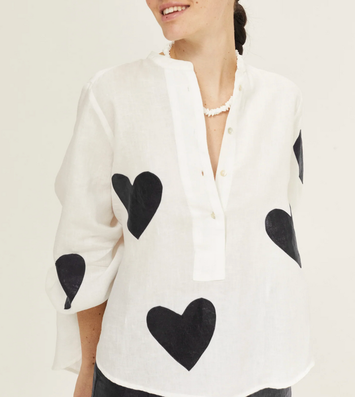 Elsinora | Leinenbluse mit Herzprint