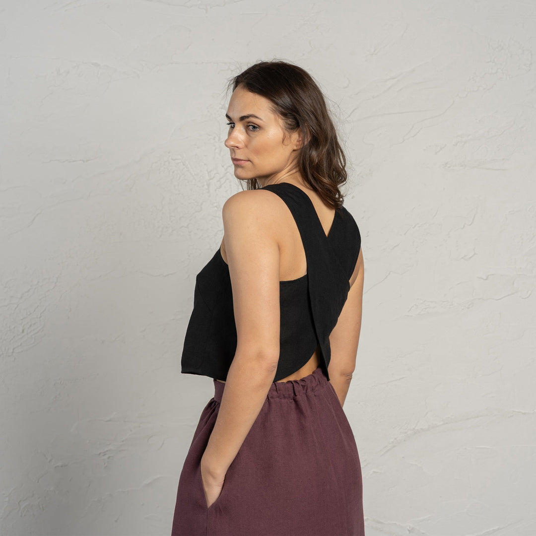 Caecilia | Leinen Cross-Back Crop Top