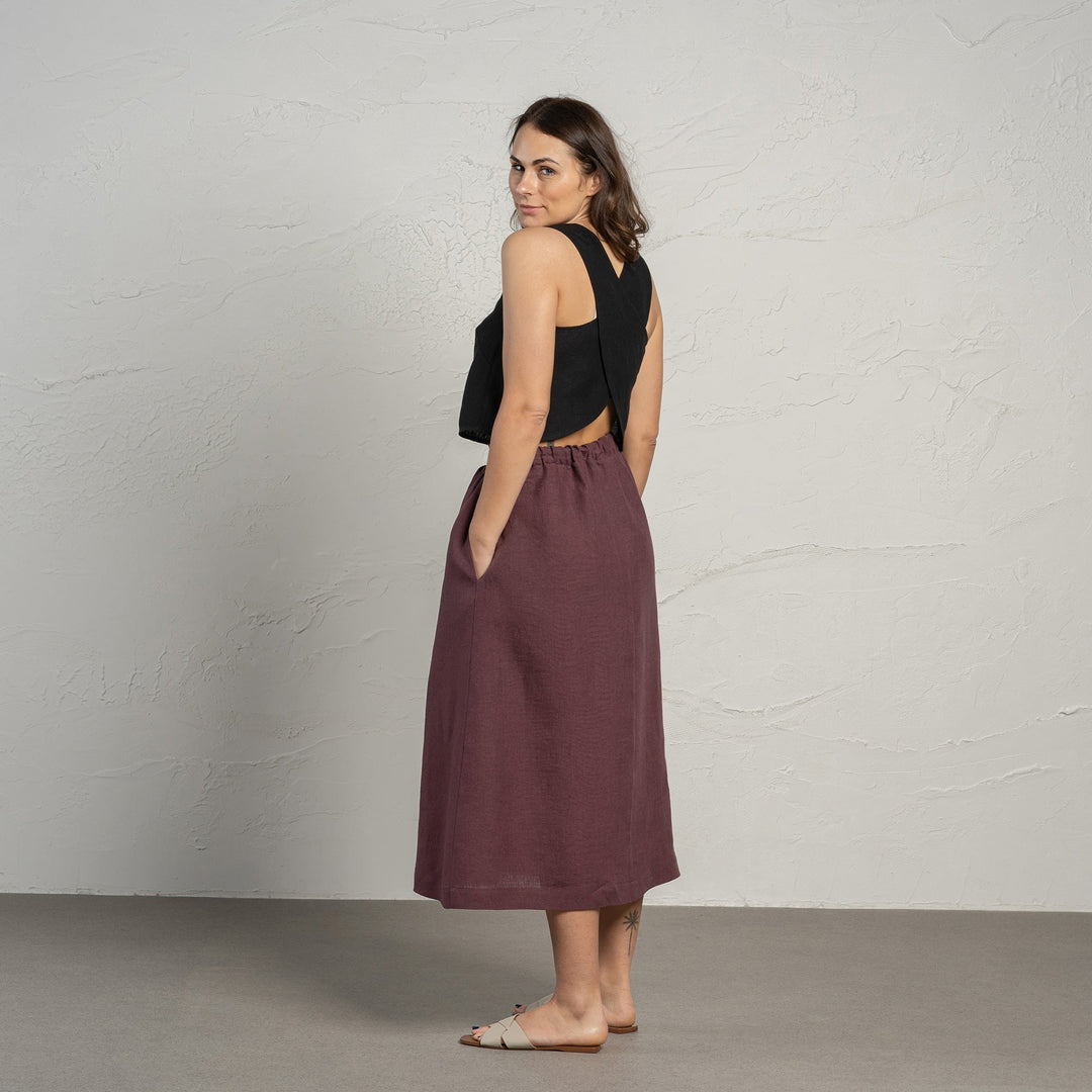 Caecilia | Leinen Cross-Back Crop Top
