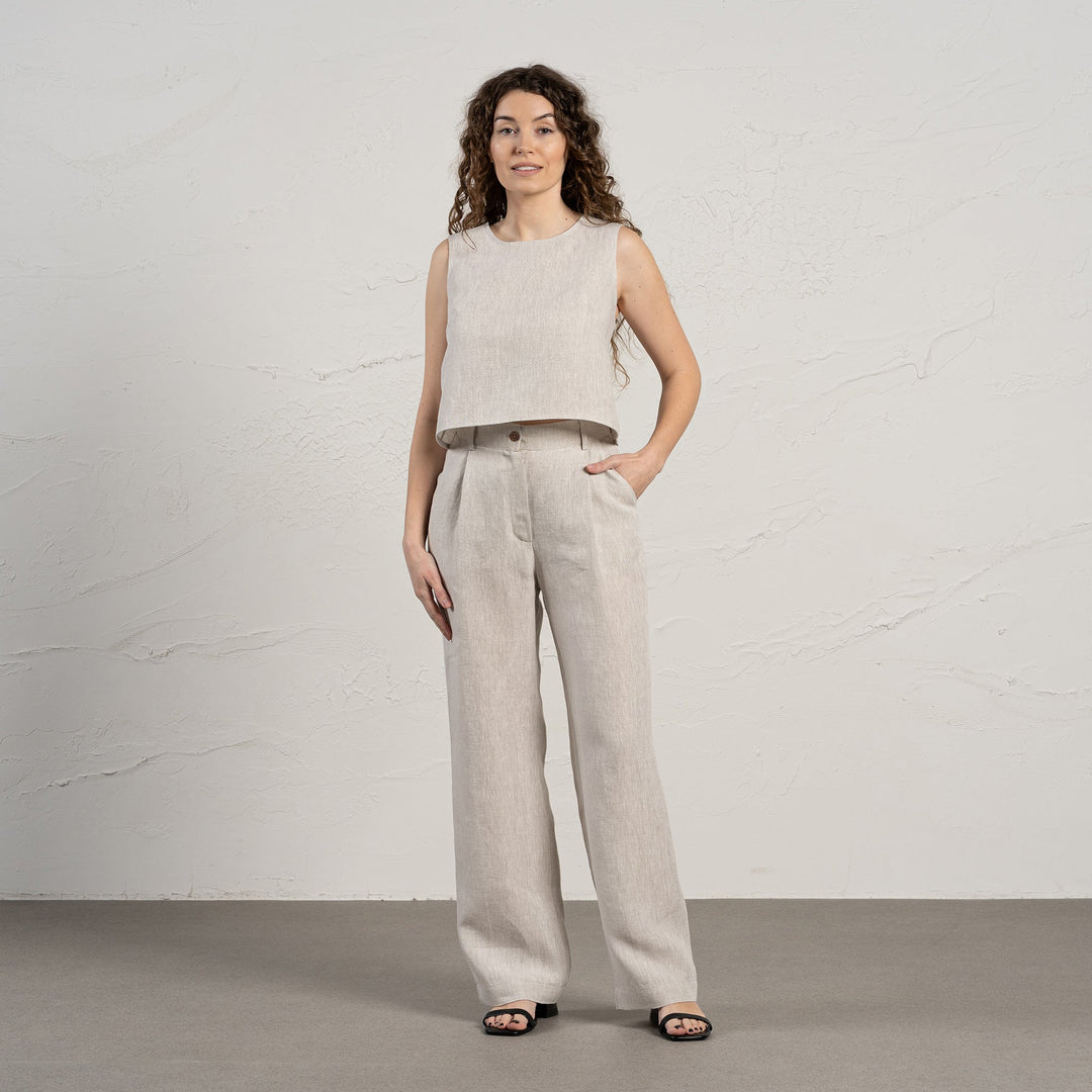Caecilia | Leinen Cross-Back Crop Top