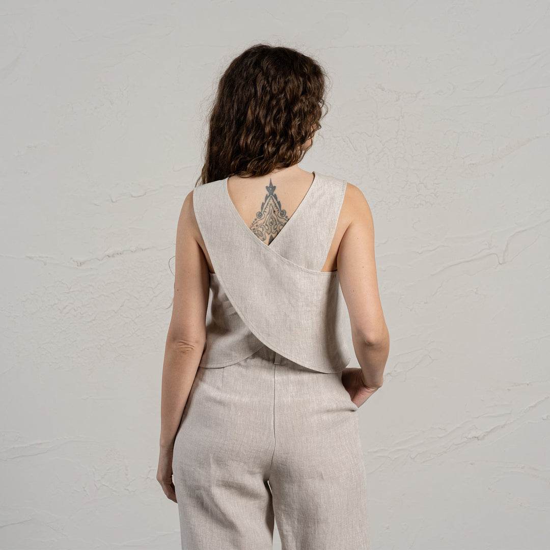 Caecilia | Leinen Cross-Back Crop Top
