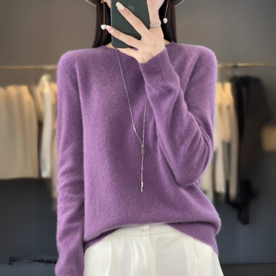 Judeth | Bequemer blauer Kaschmirpullover mit Rundhalsausschnitt aus Wolle