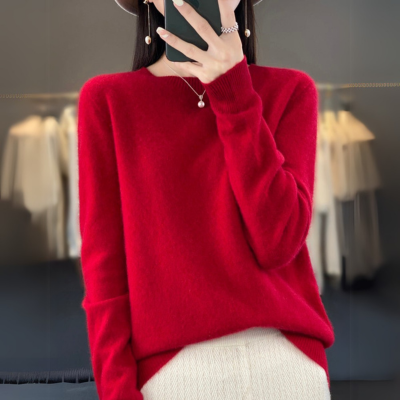 Judeth | Bequemer blauer Kaschmirpullover mit Rundhalsausschnitt aus Wolle