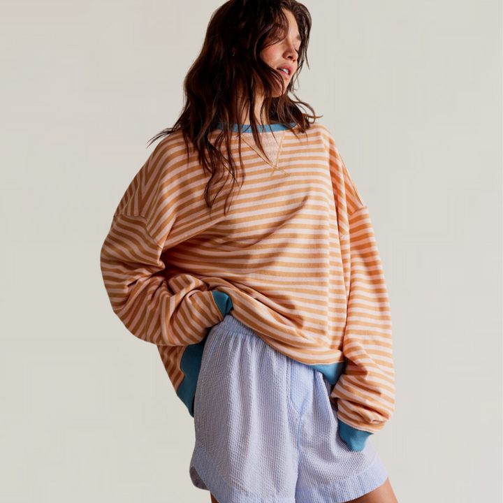 Preslea | Gestreifter Oversize-Strickpullover