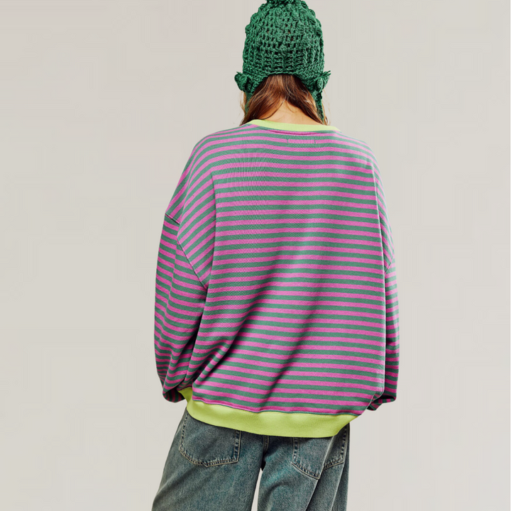Preslea | Gestreifter Oversize-Strickpullover