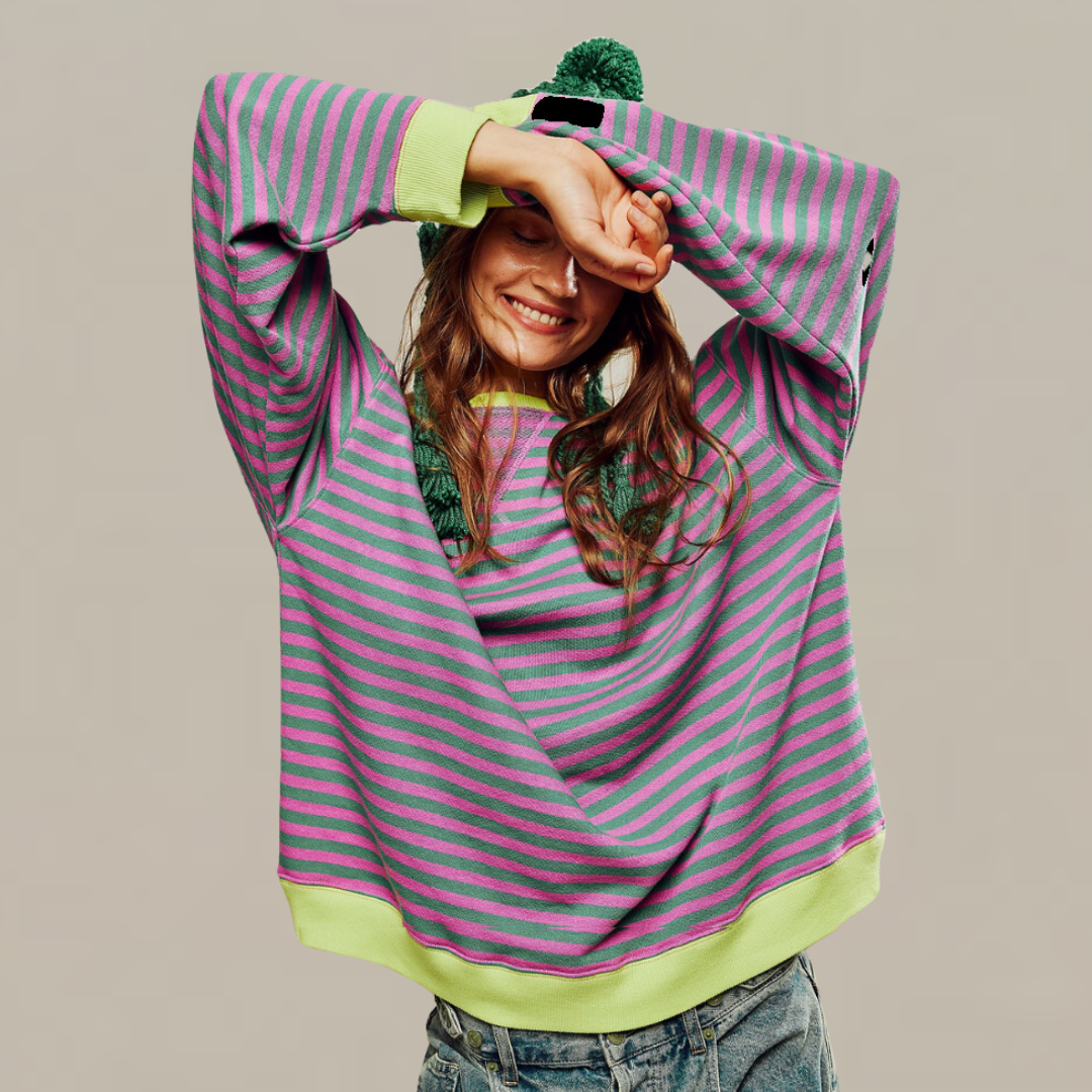 Preslea | Gestreifter Oversize-Strickpullover