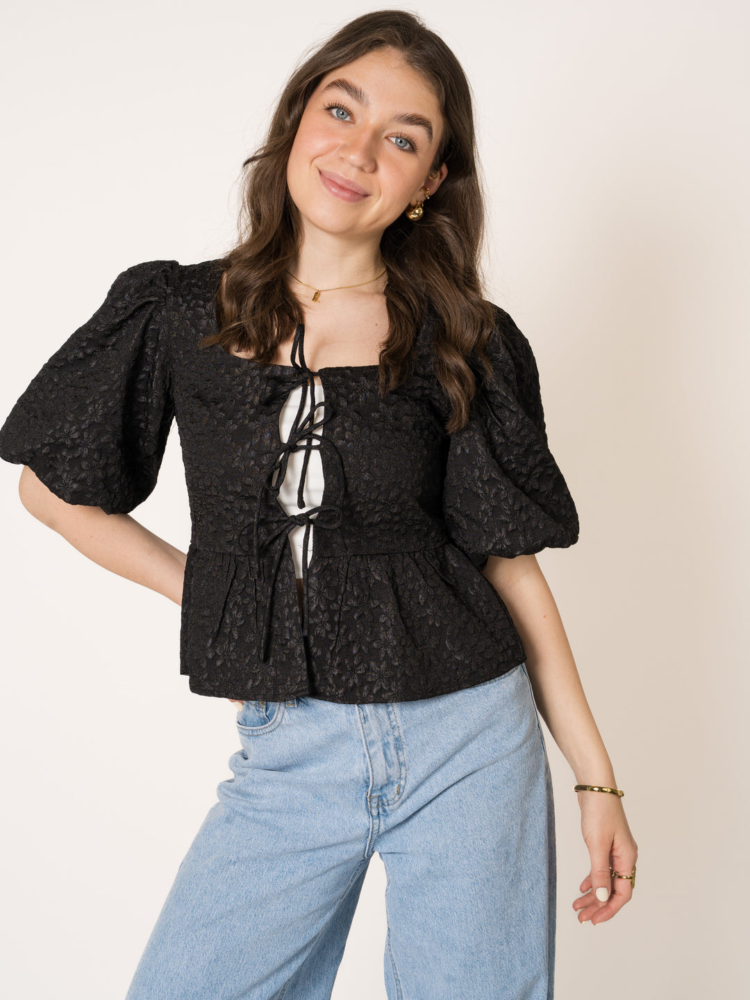 Minka | Elegante 3D-Blumenbluse