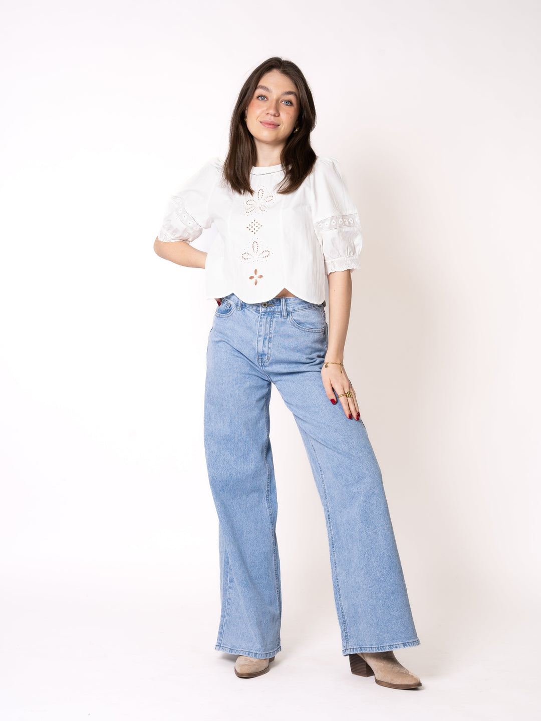 Raylene | Elegante Boho-Bluse Weiß