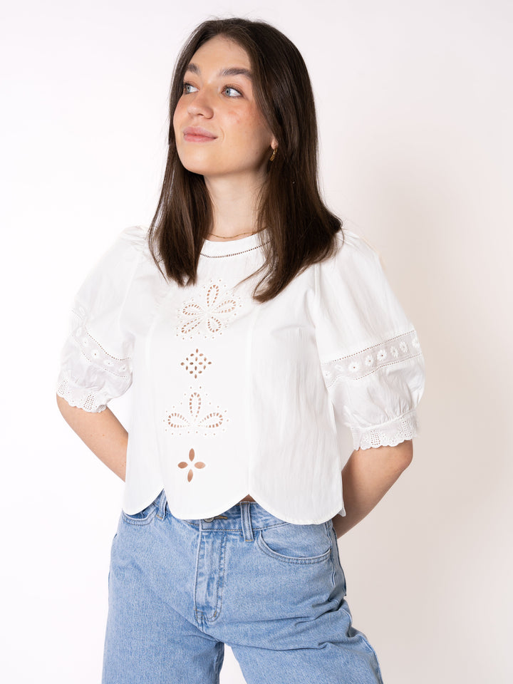 Raylene | Elegante Boho-Bluse Weiß