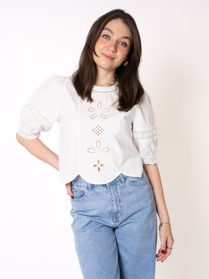 Raylene | Elegante Boho-Bluse Weiß