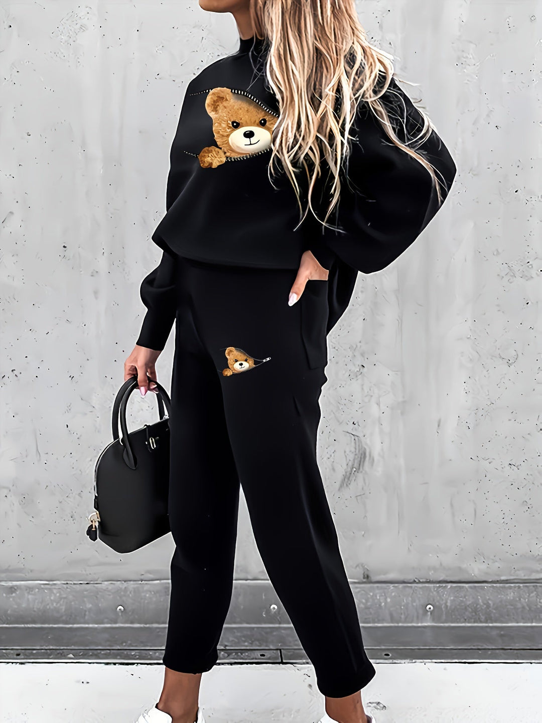 Winona | Damen-Sweatshirt-Set mit Teddybär-Aufdruck
