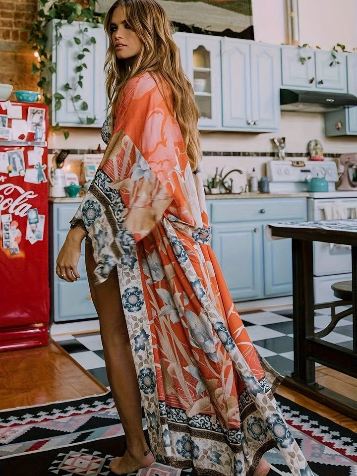 Patrizia | Langer Kimono mit Blumen