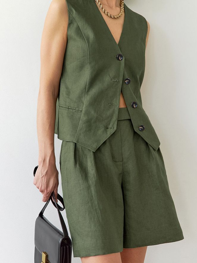 Davina | V-Ausschnitt Top & Shorts Set