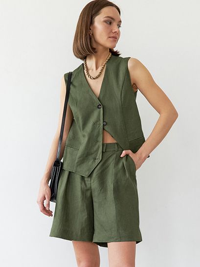 Davina | V-Ausschnitt Top & Shorts Set