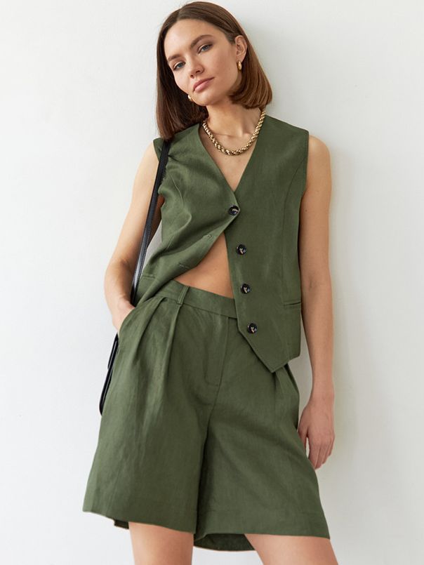 Davina | V-Ausschnitt Top & Shorts Set