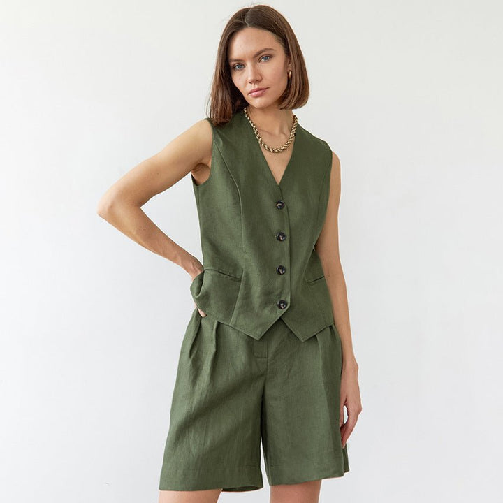 Davina | V-Ausschnitt Top & Shorts Set