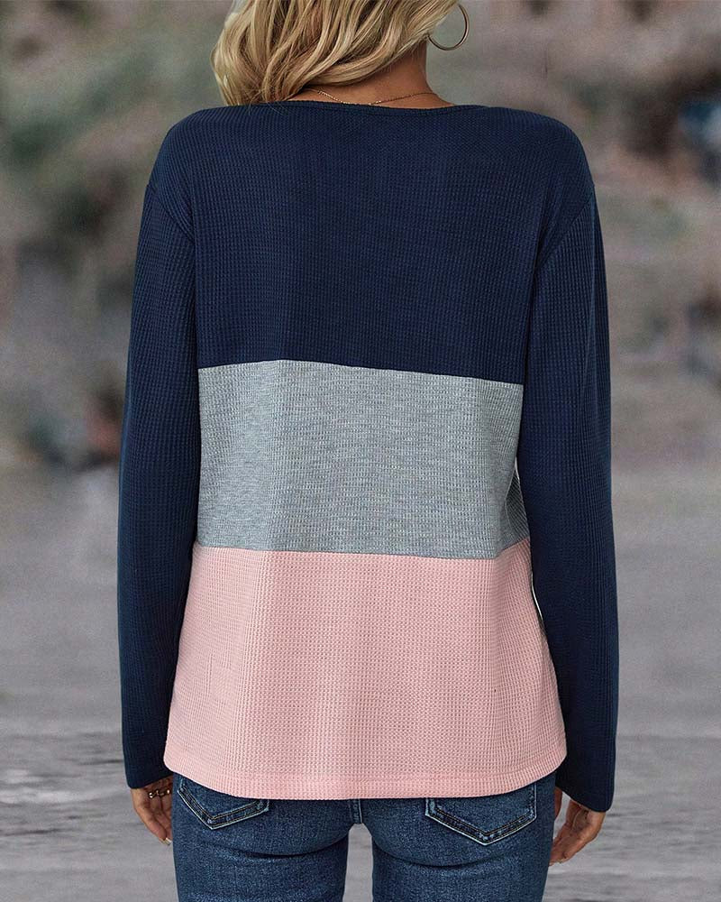 Auralith | V-Ausschnitt Farbblock Top