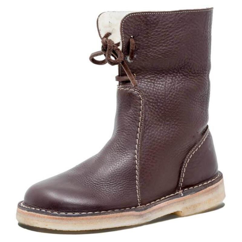 Gelle | Rutschfeste, wasserdichte braune Winterstiefel aus Leder
