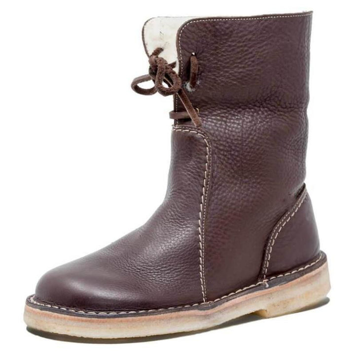 Gelle | Rutschfeste, wasserdichte braune Winterstiefel aus Leder