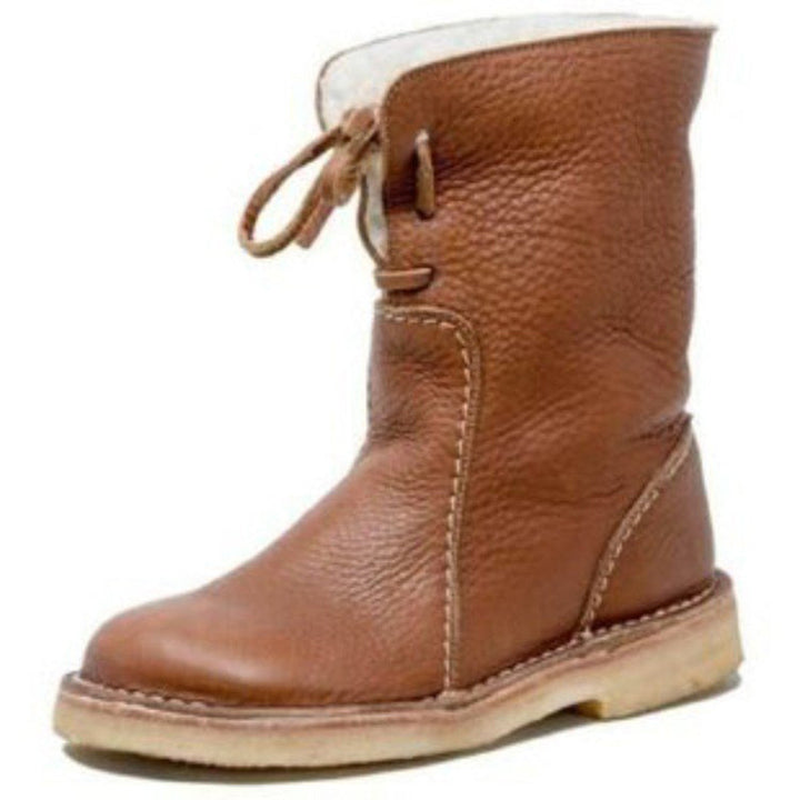 Gelle | Rutschfeste, wasserdichte braune Winterstiefel aus Leder