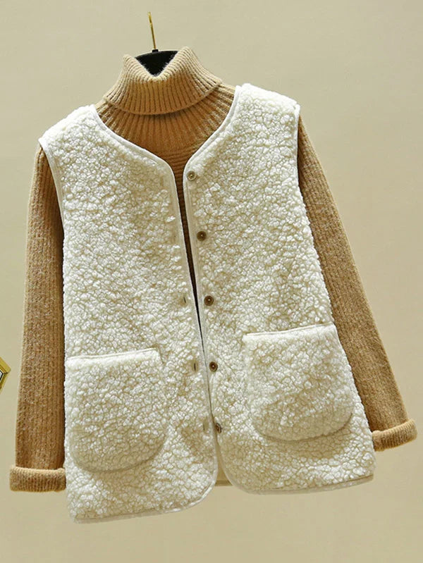 Cornelia | Warme ärmellose Strickjacke aus Lammwolle für Frauen
