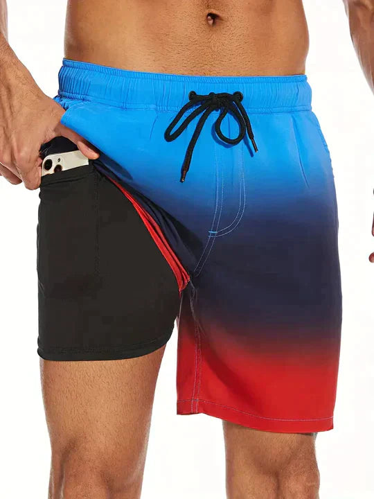 Acwulf | Schwarze Flamingo AquaFlex-Badeshorts