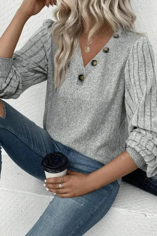Tazira | Graues Rundhals Shirt Damen