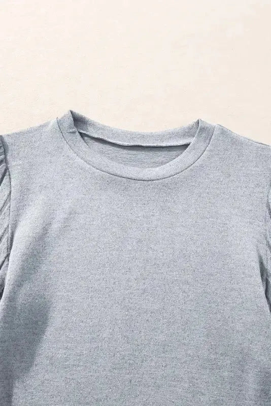 Tazira | Graues Rundhals Shirt Damen