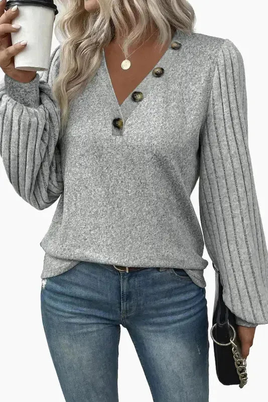 Tazira | Graues Rundhals Shirt Damen