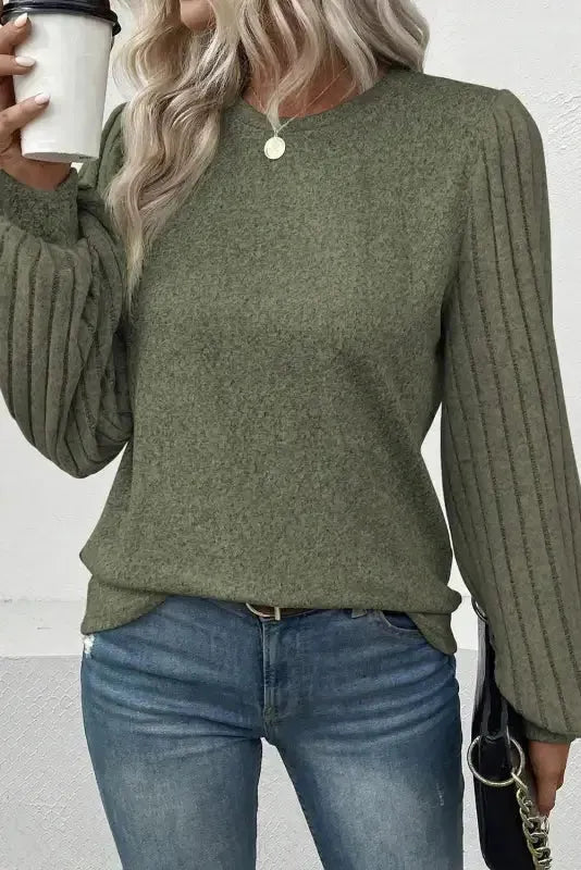 Tazira | Graues Rundhals Shirt Damen