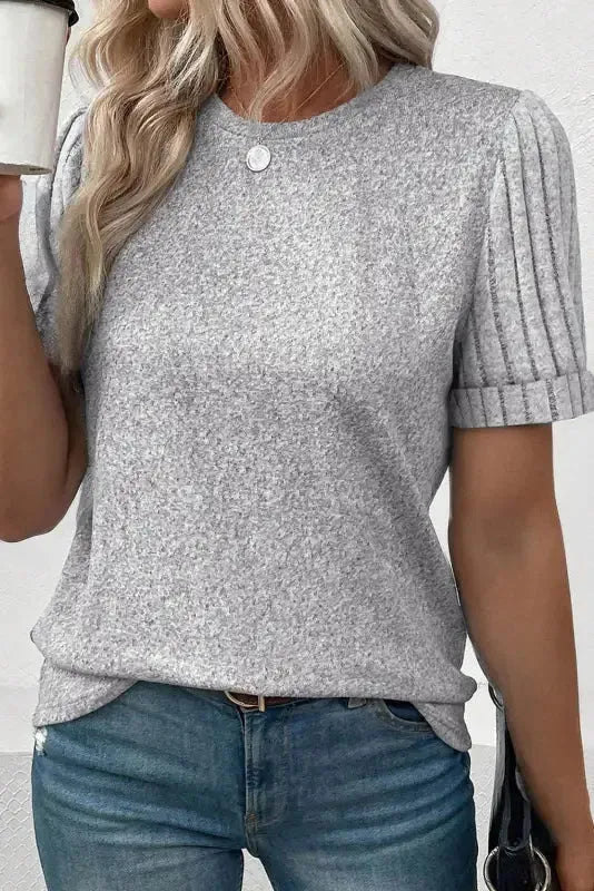 Tazira | Graues Rundhals Shirt Damen