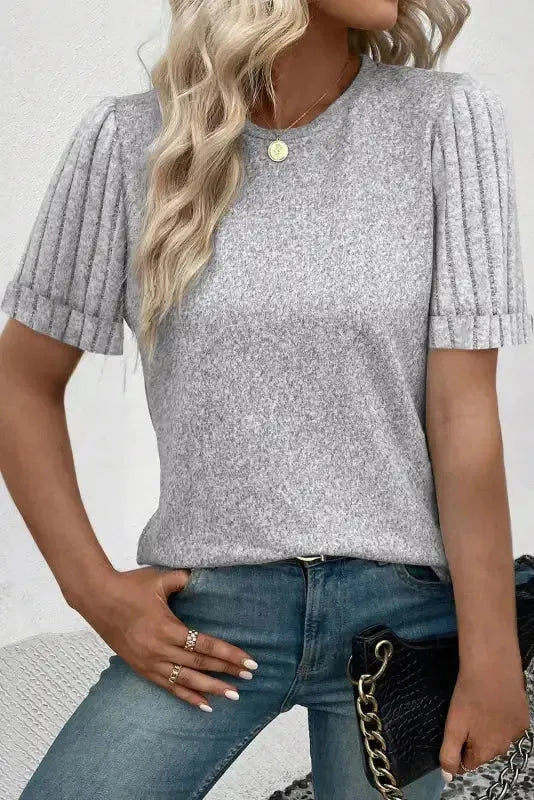 Tazira | Graues Rundhals Shirt Damen