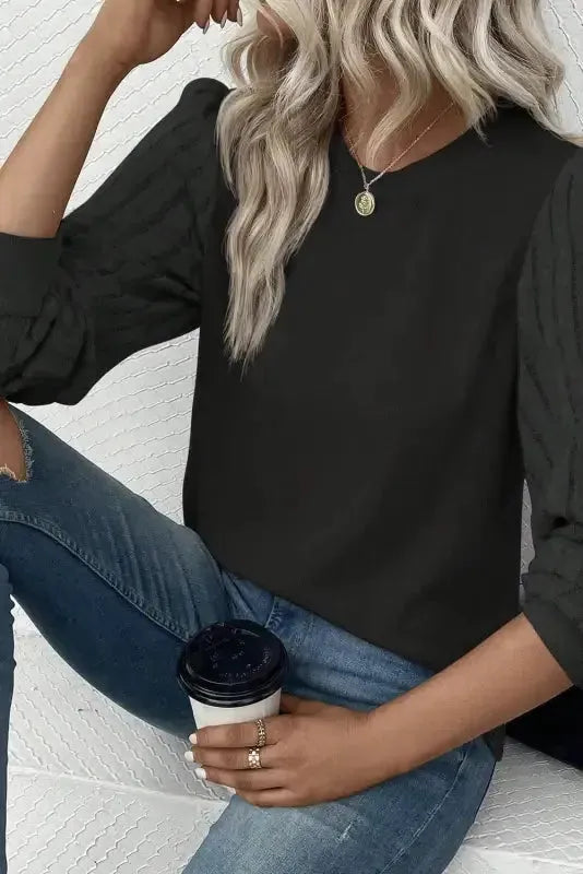 Tazira | Graues Rundhals Shirt Damen