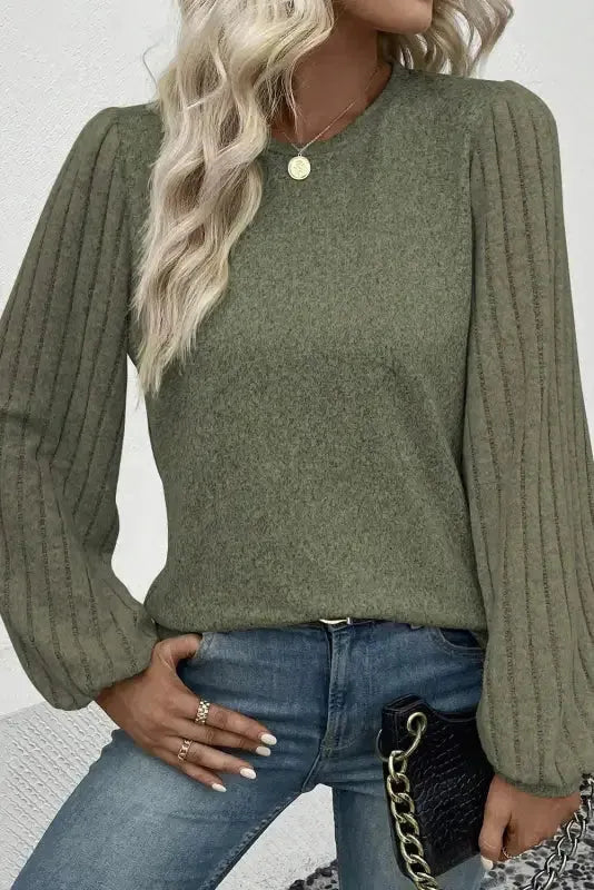 Tazira | Graues Rundhals Shirt Damen