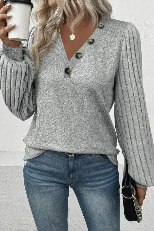 Tazira | Graues Rundhals Shirt Damen